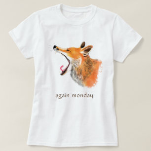 Monday Funny T-Shirt Yawning Fox - Custom Text