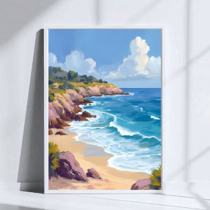 Monday in Malibu   Beach Cliffs CA Travel  Poster