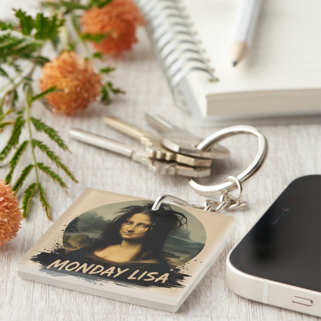 Monday Lisa Funny Renaissance Art Keychain (Front Right)