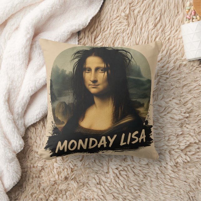 Monday Lisa Funny Renaissance Art Throw Pillow (Blanket)