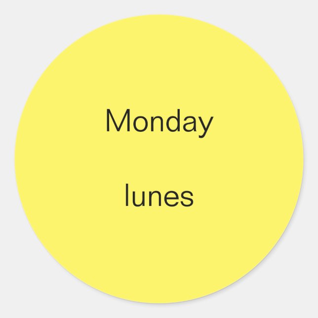 Monday lunes English to Spanish Stickers (Front)