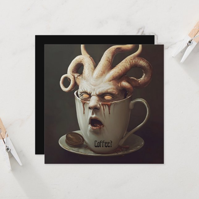 Monday morning blues caffeine level warning 2 invitation (Front/Back In Situ)