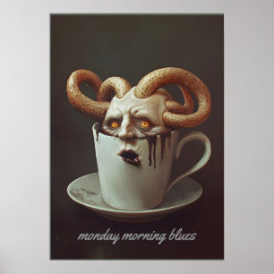 Monday morning blues caffeine level warning 3 poster