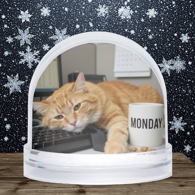 Monday Office Cat, Fun Cats meme Snow Globe (Office Meme Cats / Monday, motivational)