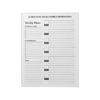 Monday Start Weekly Notepad Functional Lined