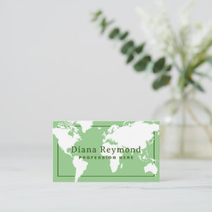 Monde Carte Sage Vert Élégant
