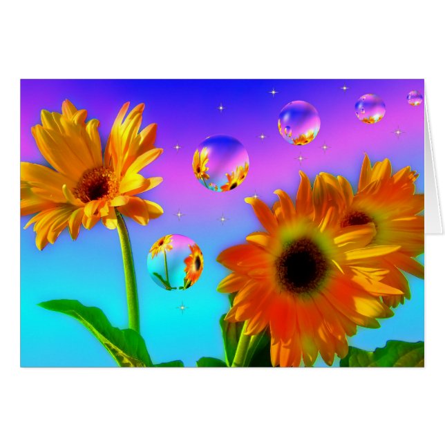Monde de carte de tournesols (Devant horizontal)