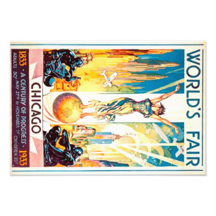 Monde Fair Chicago 1933 Annonce Poster