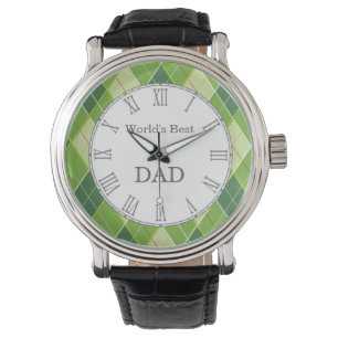 Monde meilleur papa Jacquard de golf style montre