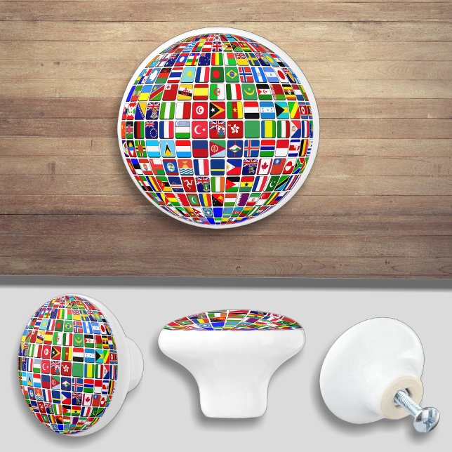 Monde Pays Drapeau Armoire Tiroir Bouton Tirer (Créateur téléchargé)