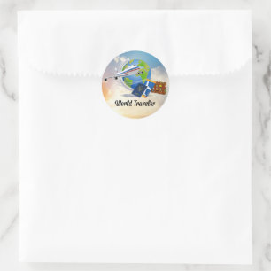 Monde Voyageur, Design 2 Sticker Classic Round