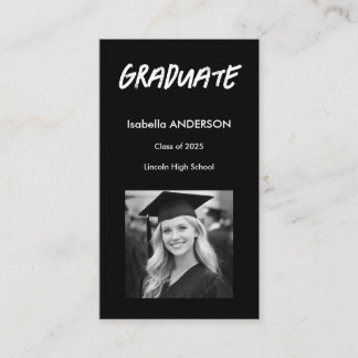 Mondern Black and White Graduation Business Card