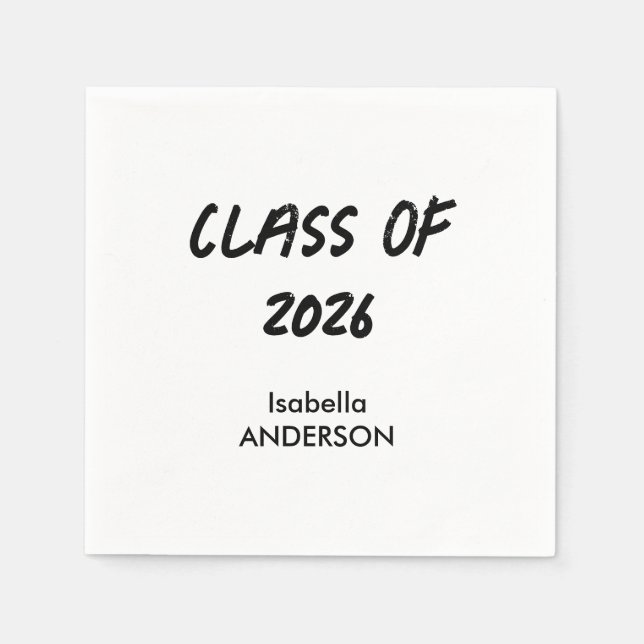 Mondern Black and White Graduation  Napkin (Front)