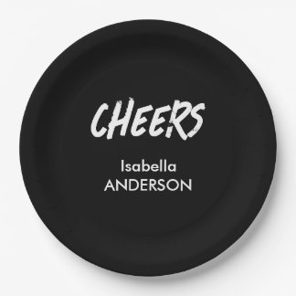Mondern Black and White Graduation Paper Plate