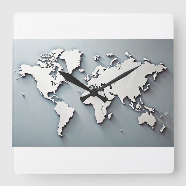Mondial Carte Mur Art Horloge (Recto)
