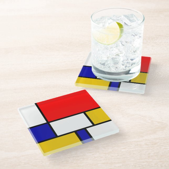 Mondrian 2 glass coaster (Angled)