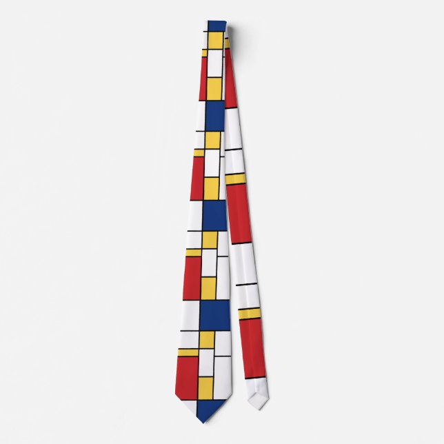 Mondrian Abstract Art Minimalist Primary Colours Tie (Front)