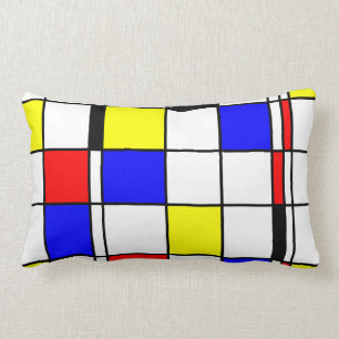 Mondrian art style lumbar pillow