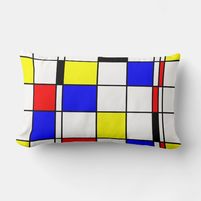 Mondrian art style lumbar pillow (Front)