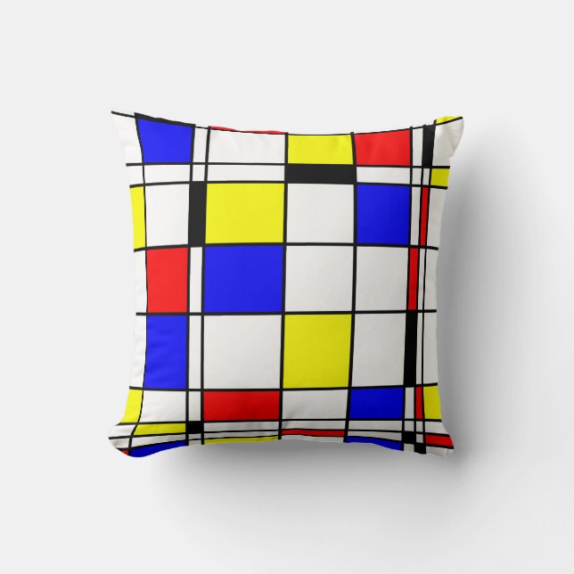Mondrian art style throw pillow (Front)