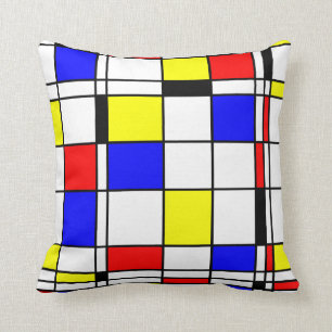 Mondrian art style throw pillow