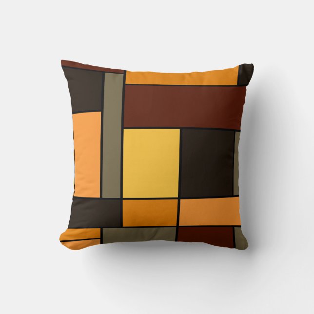 Mondrian Autumn Throw Pillow (Front)