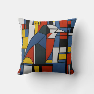 mondrian birds throw pillow