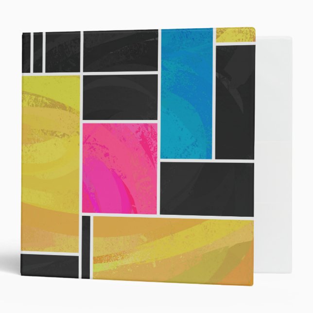 Mondrian Blue Pink Black Print Binder (Front/Inside)