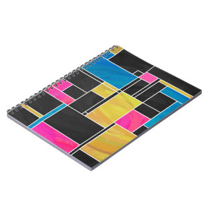 Mondrian Blue Pink Black Print Notebook