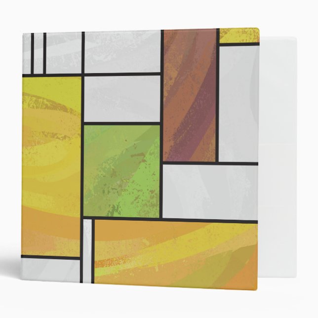 Mondrian Brown Yellow Green Print Binder (Front/Inside)