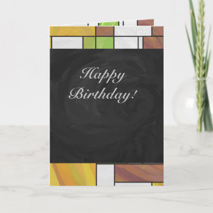 Mondrian Brown Yellow Green Print Card