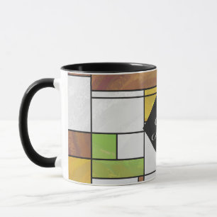 Mondrian Brown Yellow Green Print Mug