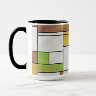 Mondrian Brown Yellow Green Print Mug