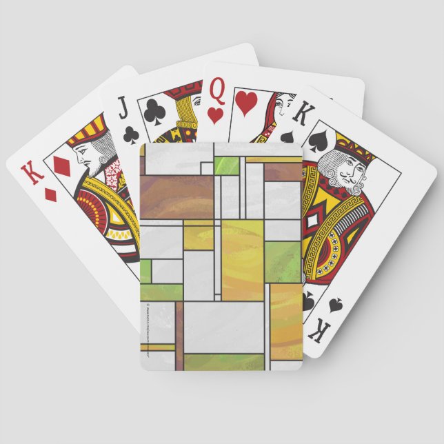 Mondrian Brown Yellow Green Print Playing Cards (Back)
