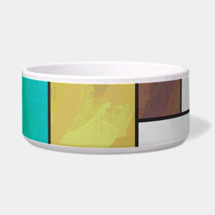 Mondrian Brown Yellow Teal Print