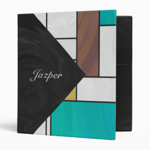 Mondrian Brown Yellow Teal Print Binder
