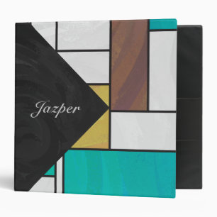 Mondrian Brown Yellow Teal Print Binder