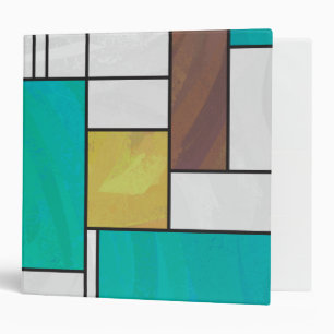 Mondrian Brown Yellow Teal Print Binder