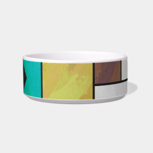 Mondrian Brown Yellow Teal Print Bowl