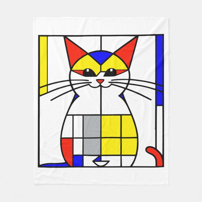 Mondrian cat fleece blanket (Front)