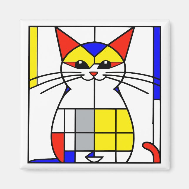 Mondrian cat magnet (Front)