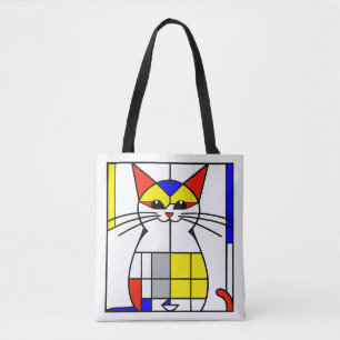 Mondrian cat tote bag
