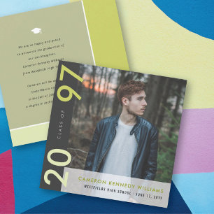 Mondrian Colour Blocks Grad Modern Photo Graduatio Announcement
