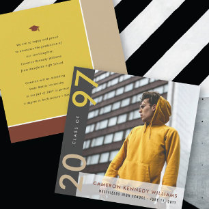 Mondrian Colour Blocks Grad Modern Photo Graduatio Announcement