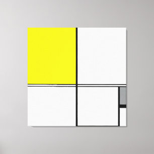 MONDRIAN COMPOSITION B with DOUBLE LINE & YELLOW Canvas Print