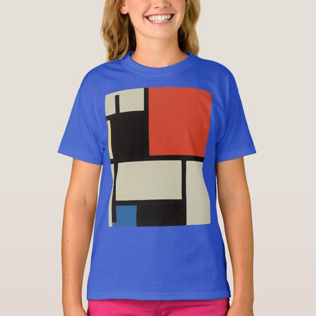 Mondrian Composition Modern Abstract Deep Royal T-Shirt (Front)
