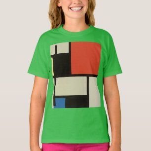 Mondrian Composition Modern Abstract Green Kids T-Shirt