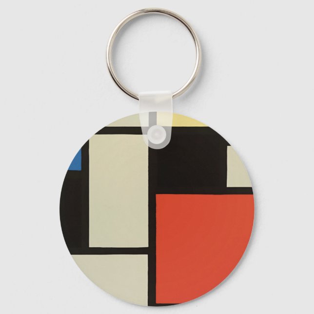 Mondrian Composition Modern Abstract Painting Art Keychain (Front)