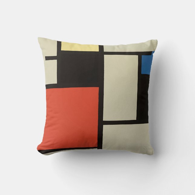 Mondrian Composition Modern Abstract Painting Art Throw Pillow (Front)