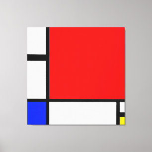 MONDRIAN COMPOSITION No. II with RED BLUE & YELLOW Canvas Print